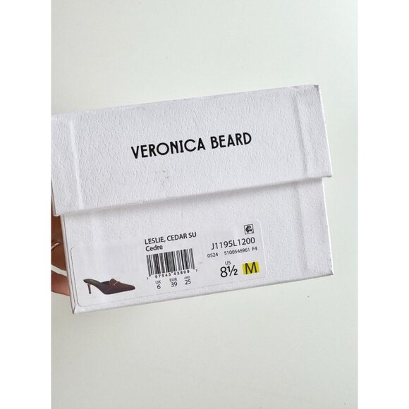 VERONICA BEARD Leslie Cedar Brown Suede Pointed Toe High Heel Mules, Size 8.5 - Picture 13 of 14